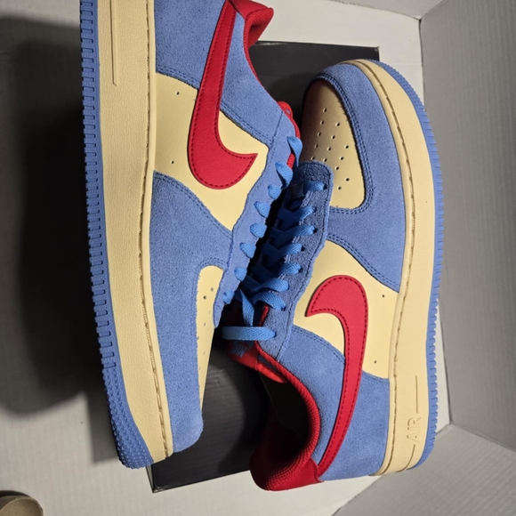 Nike Air Force 1 Premium Low Blue and Red Beige Sneaker Streetwear BrandNew 10.5 - Picture 9 of 16